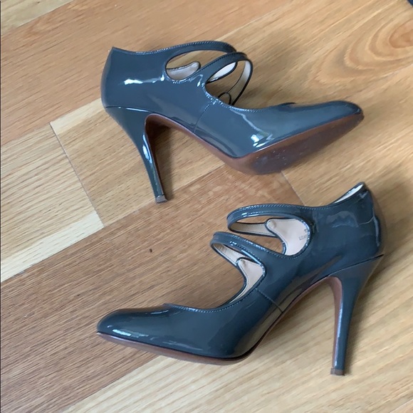 J. Crew 8.5 Gray Patent Leather Mary Jane Heels - Picture 3 of 14